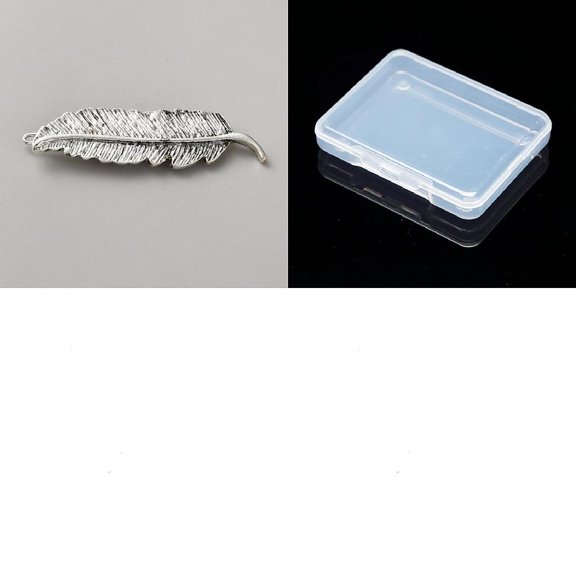 1 Set 1Pc Alloy & Iron Hair Barrettes Leaf Silver 60x16x6.5mm