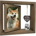 thumbnail image 1 of 1 Set 1Pc Double Sided Wooden Rotating Photo Frames with 1Pc Rectangle Velvet Pouches and 1Pc Column Mini Stainless Steel Urn Paw Print 210x230x15mm, 1 of 9