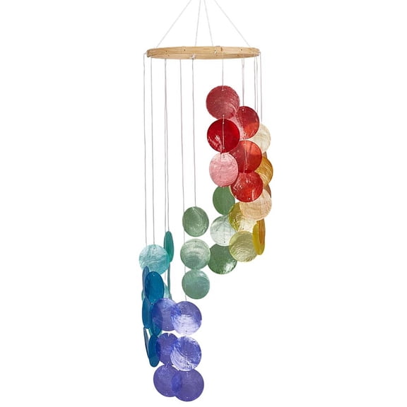 1 Set 1Pc Natural Shell Wind Chimes with Bamboo Rings for Outdoor Garden Decorations Colorful 720x172x172mm