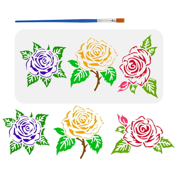1 Set 1Pc Plastic Hollow Out Drawing Painting Stencils Templates for Painting on Scrapbook Fabric Tiles Floor Furniture Wood Flower 150x300mmDIY