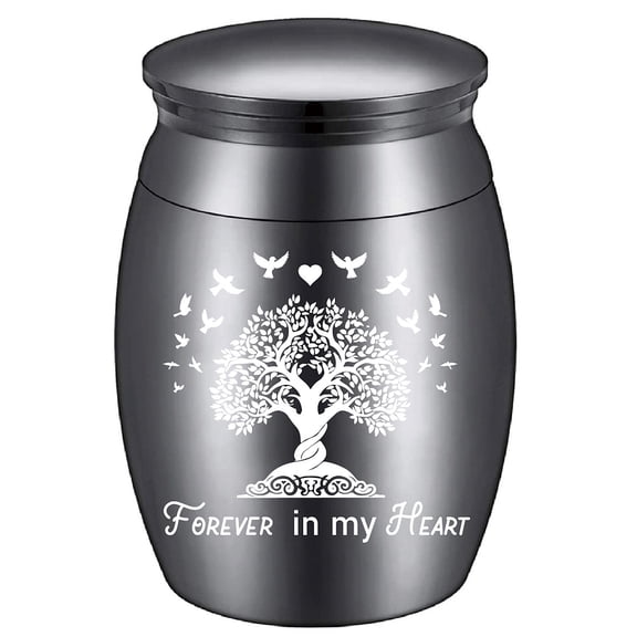 1 Set 1Pc Zinc Alloy Cremation Urn with 1Pc Velvet Packing Pouches 1Pc Silver Polishing Cloth 1Pc Disposable Tree of Life 40.5x30mm