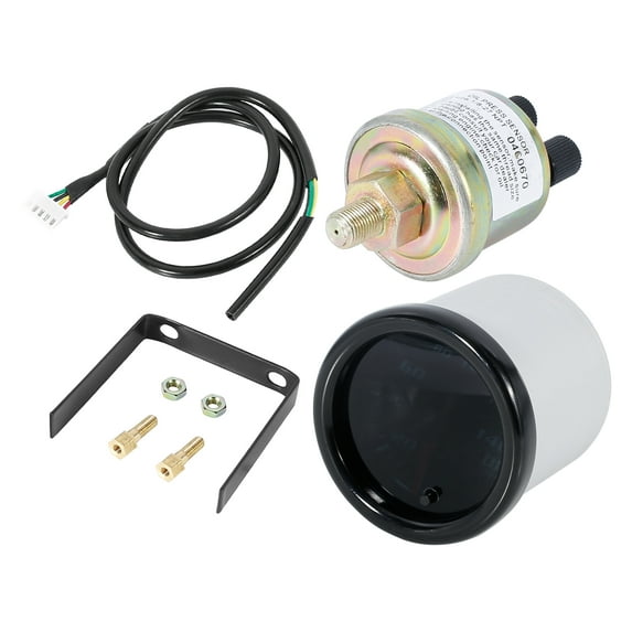 1 Set 2-1/16" 52mm 140 PSI 7 Color LED Oil Pressure Gauge Black Dial Oil Press Sensor for Auto