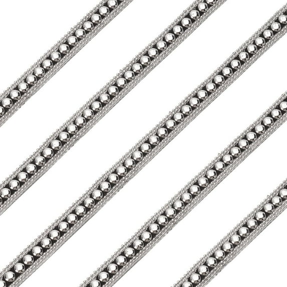 1 Set 2.5 Yards Hot Fix Nailhead Trim 3/8 inch Wide Dome Round Stud Iron-on Nailhead Ribbon with Black PU Leather Base Flat-Back Rivet Trim Ribbon for DIY Purse Clothing Shoes Decoration