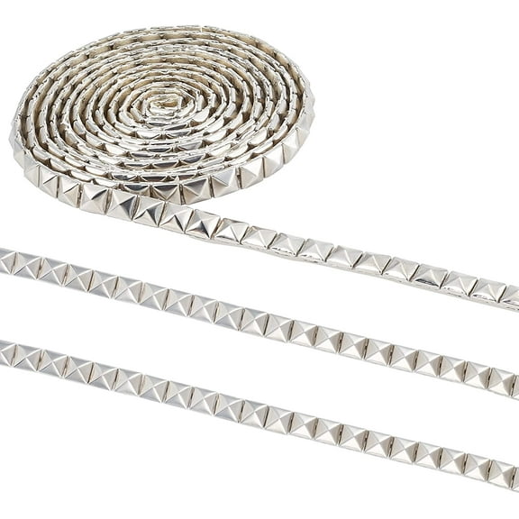1 Set 2.5 Yards Hot Fix Pyramid Stud Nailhead Trim 304 Stainless Steel Iron-on Nailhead Trim for DIY Upholstery Projects Stainless Steel Color 8x3.5mm