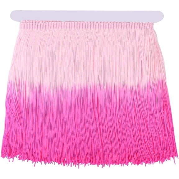 1 Set 2.5M Chinlon Gradient Tassels Ribbon with Cardboard Display Card Flamingo 7-7/8 inch(200mm)