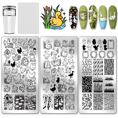 1 Set 2 Bags 2 Styles Plastic & Stainless Steel DIY Nail Art Templates Template Tool Rectangle Mixed Shapes 12x6cm 1 bsg/style