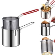 1 Set 2-Piece Stainless Steel Deep Fryer, 304 Stainless Steel Fry Pot with Frying Basket and Easy-Grip Handle, Multi-Functional Cookware for French Fries & Chicken, 26x13cm Silver