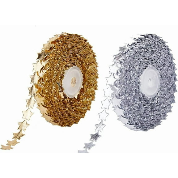 1 Set 2 Rolls 2 Colors Cloth Star Lace Trims Decor Lace Ribbons Mixed Color 1/2 inch(14mm) about 10.94 Yards(10m)/Roll 1 roll/color