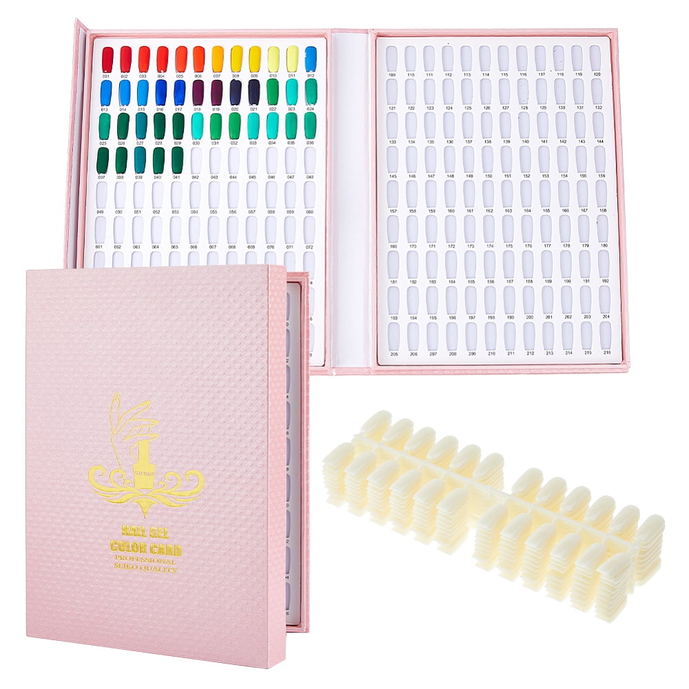 1 Set 2 Sets Practice False Nail Tips for DIY Nail Art Design Display with 1Pc Plastic Nail Sample Display Book Pink 17.8x5.8x0.3cm