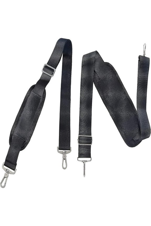 1 Set 2 Sizes Padded Long Duffel Bag Strap Universal Adjustable Shoulder Belt Luggage Duffel Bag Strap Replacement Shoulder Strap with Metal Hooks for Computer Messenger Bag Laptop Case (Black)