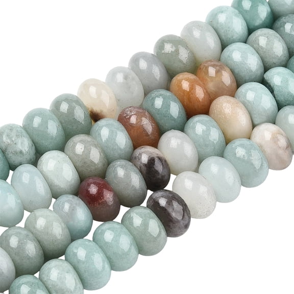 1 Set 2 Strands Natural Flower Amazonite Beads Strands Rondelle 8x5mm Hole: 1mm about 75pcs/strand 14.9 inch
