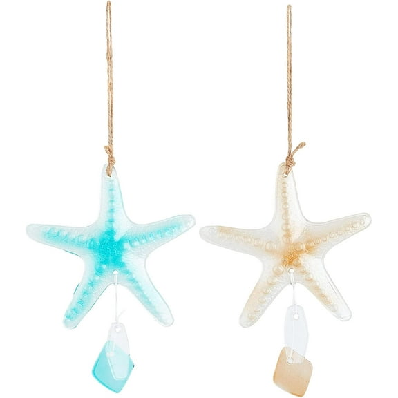 1 Set 2 Styles Sea Star Ornaments 135.5" Sea Glass Starfish Hanging Decoration Christmas Tree Decor Sea Life Nautical Home Beach Wall Art Decor Coastal Christmas Decorations for Bathroom diy