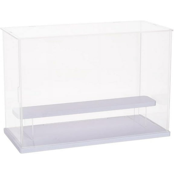 1 Set 2 Tier Display Case Clear Plastic Display Case with Tier Holder Risers Dustproof Protection Display Case Stand DIY
