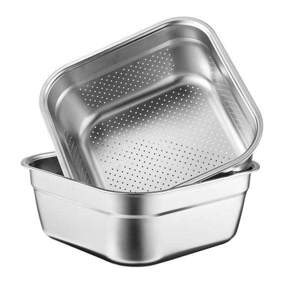 1 Set 2-in-1 Washing Up Bowl Set, Stainless Steel Dish Tub with Colander, Fruit Vegetable Washing Basin Multi-purpose Bowl Kit for Washing and Draining Rice, Pasta, Food Strainer Mixing Bowl