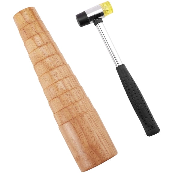 1 Set 2 pcs Bracelet DIY Sets with Steel Handle Installable Two Way Rubber Hammers and Different Size Wooden Stick Mixed Color Hammer: 22.5x6.9x2.5cm Stick: 29x7.5cm