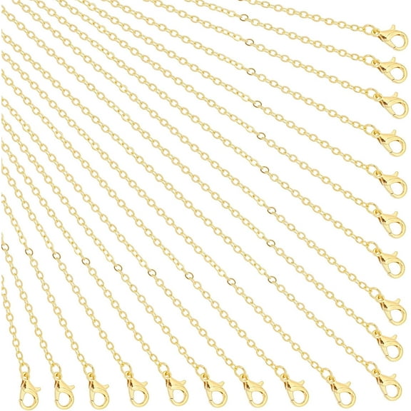 1 Set 20 Strands Golden Cable Chain Necklace Twisted Link Chain Necklace Bulk for Pendant Necklace Jewelry Making 23.6"