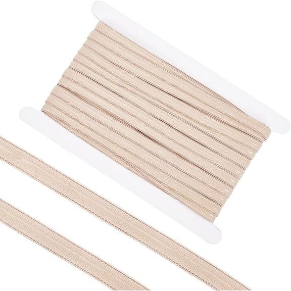 1 Set 20 Yards 10MM Wide Non-Slip Gripper Elastic Bands Papaya Whip Silicone Elastic Fibre Elastic Bands Flat Stretch Cord for Garment Sewing Project DIY Crafts Underwear Wig Making Accessories