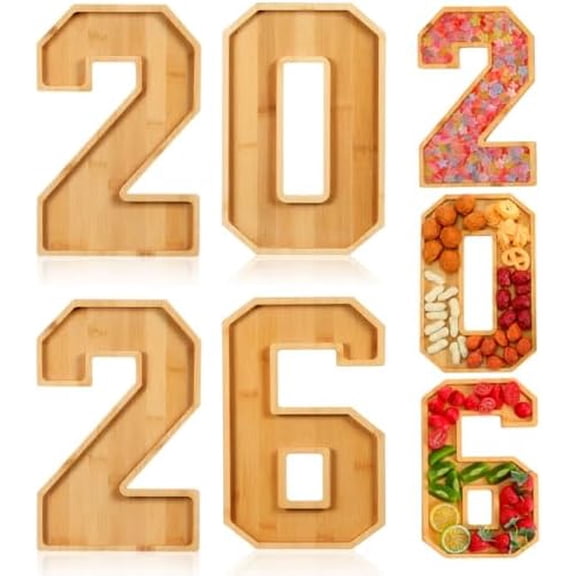 1 Set 2026 Number Charcuterie Board Box, Divided Wooden Appetizer Serving Tray for Party Buffet, Food Platter, Snack and Vegetable Display$$Home Decor, Kitchen, & Other