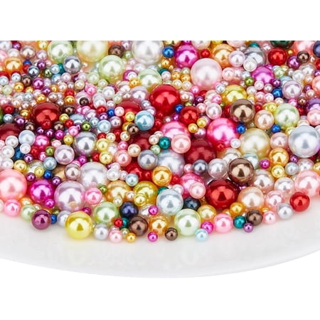 1 Set 2050pcs No Hole Resin Beads 2.8-9.5mm Mermaid Imitation Round Pearl Beads Assorted Undrilled Resin Art Faux Pearls for Nail Arts Vase Filler Cosmetic Boxes Table Scatter