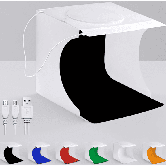 1 Set 20CM Photo Light Box with 6 Color Backgrounds, Foldable LED Studio Tent, USB , Carrying Bag Included