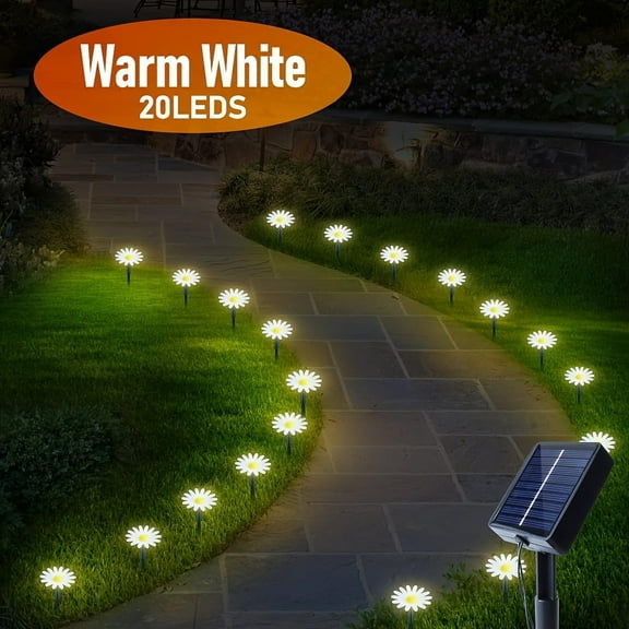 1 Set of 20LED, Solar Outdoor Path Lights for Garden Decoration, Solar Guide Lights, Lawn Lights 8 Modes - Warm LED Lights for Garden, Park, Street, Mall Decoration, Great for Party,Birthday, Wedding