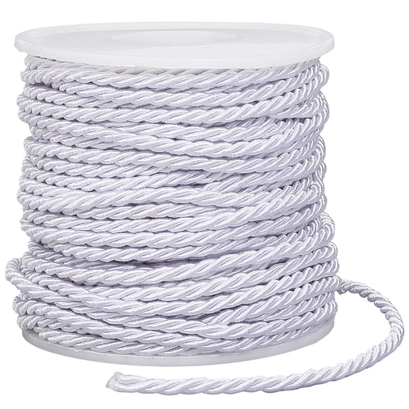 1 Set 20M 3-Ply Polyester Twisted Cord Cord for Home Decoration Upholstery Curtain Tieback White 3mm
