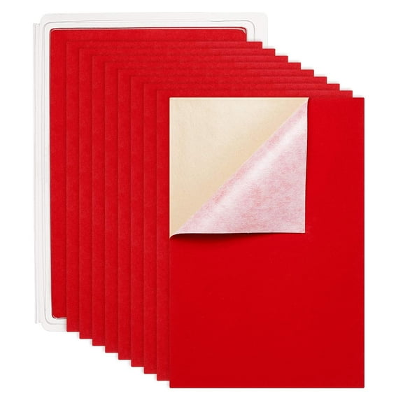 1 Set 20PCS Velvet (Red) Fabric Sticky Back Adhesive Felt A4 sheet (21cm x 30cm / 8.3" x 11.8") Self-Adhesive Durable and Water Resistant Multi-purpose Ideal for Art and Craft Making