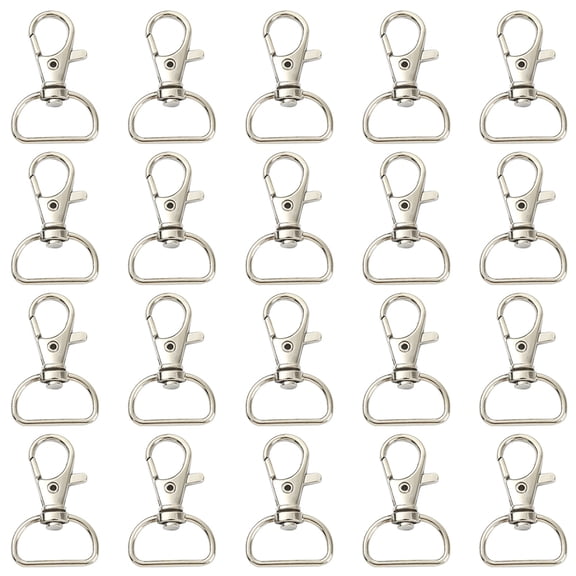1 Set 20Pcs Iron Swivel D Rings Lobster Claw Clasps Swivel Snap Hook for Webbing Bags Straps Platinum 38x24x6mm