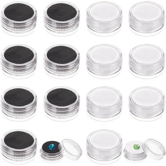 1 Set 20pcs Rock Display Case Gemstone Box Diamond Storage Box Black White Small Round Containers Box Jewelry Organizer Container with Foam for Collectibles Rhinestone Crystal Small Items