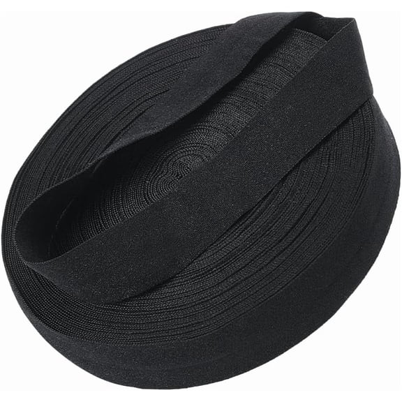 1 Set 21.9 Yards Black Bias Binding Tape Flat Elastic Stretch Strap 0.8 inch Sewing Elastic Straps Polyester Elastic Edge Cords