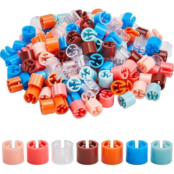 1 Set 210Pcs 7 Colors Plastic Clothing Trouser Size Markers Column Mixed Color 12x10mm