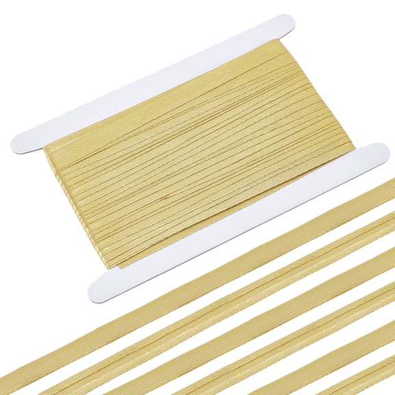 1 Set 22.5~25M Polyester Double Fold Bias Tape Flat Gold 15mm