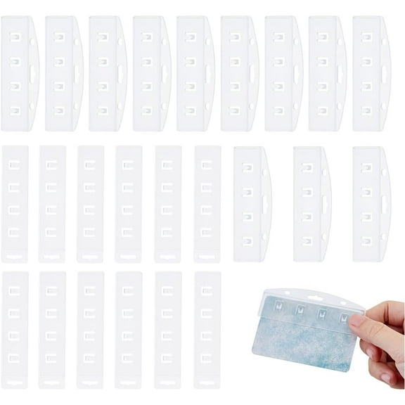 1 Set 24 Pcs Half Card Badge Holders Horizontal and Vertical with Grippers Hard Transparent PC Protectors Sleeves for Credit Cards Driver's Licenses and Passes POS Swipe Cards IDs