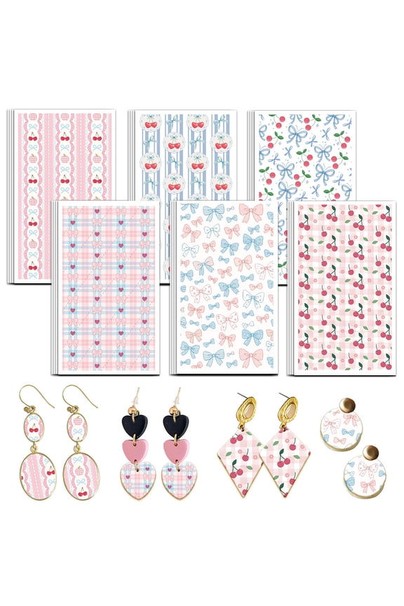 1 Set 24 Sheets 6 Styles Ceramics Clay Water Transfer Paper Underglaze Transfer Decals for DIY Earrings Bowknot 12x7cm 4 sheets/style