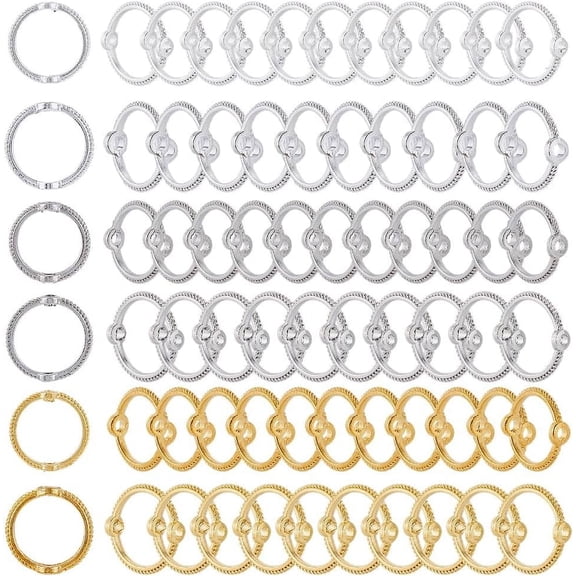 1 Set 240Pcs 6 Styles Alloy Bead Frames Ring Mixed Color 10.5~13x3mm Hole: 1.4~1.6mm 40pcs/style