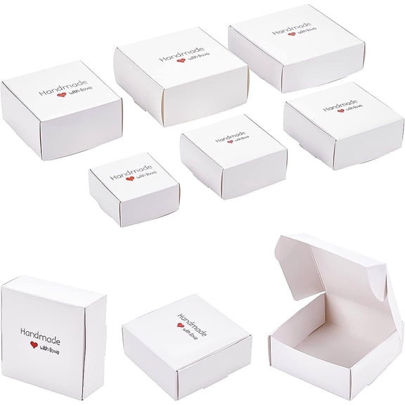 1 Set 24Pcs 6 Styles Paper with PVC Candy Boxes with Square Window for Bakery Box Baby Shower Gift Box Square White 4pcs/style DIY