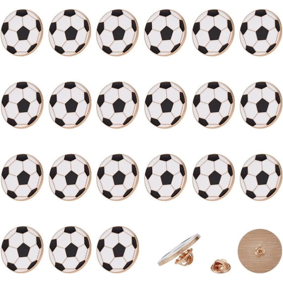 1 Set 24Pcs Alloy Brooches Enamel Pins for Backpack Cloth Football 25x2mm