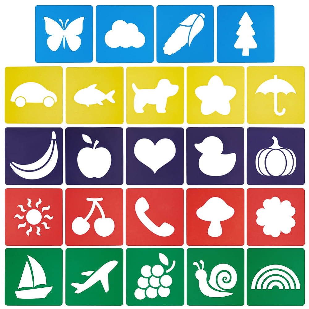 1 Set 24Pcs PET Drawing Painting Stencils Templates Mixed Shapes 200x200x0.4mm