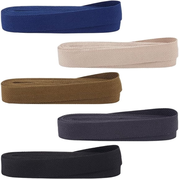 1 Set 25 Yards 5 Colors Cotton Webbing Trim 0.8'' Wide Heavy Cotton Webbing Strap Fabric Ribbon Trim Heavy Duty Flat Polyester Bands for Bag Handles Making Belting Stitched Sewing
