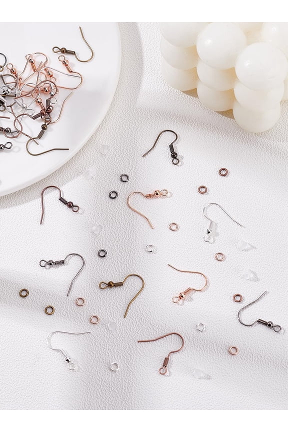 1 Set 250 Pcs 5 Colors Earring Making Kit - Modern Vintage Earring Findings - Mix Colors - No Metal Type - Dangle Drop Cluster Threader Stud Hoop Wrap - Fish Hook Backs - 125 Count