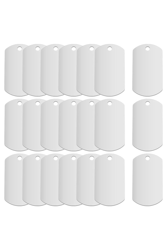 1 Set 25Pcs 201 Stainless Steel Stamping Blank Tag Pendants Rectangle Charm Anti- Stainless Steel Color 35x19.5x1mm Hole: 2.8mm