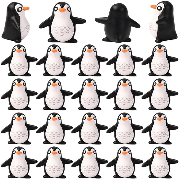 1 Set 25Pcs Plastic Penguin Display Decorations for Home Office Desktop Decoration Black 23x16.5x19.5mm