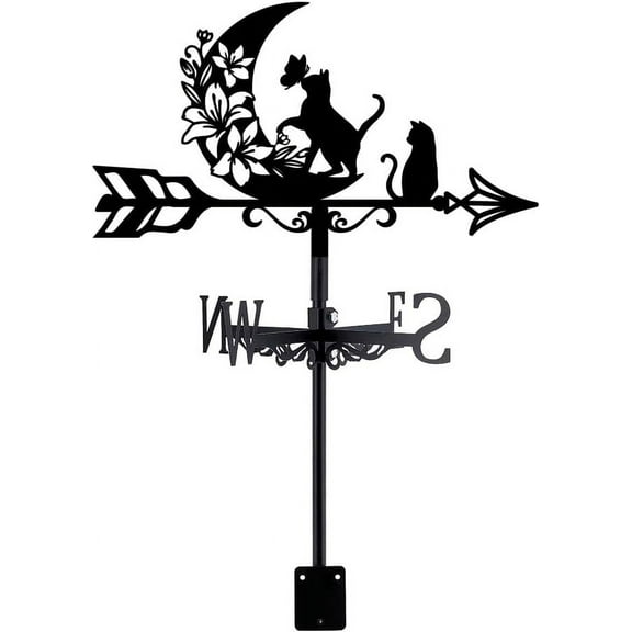 1 Set 265x358mm Iron Wind Direction Indicator Weathervane for Outdoor Garden Wind Measuring Tool Cat Shape