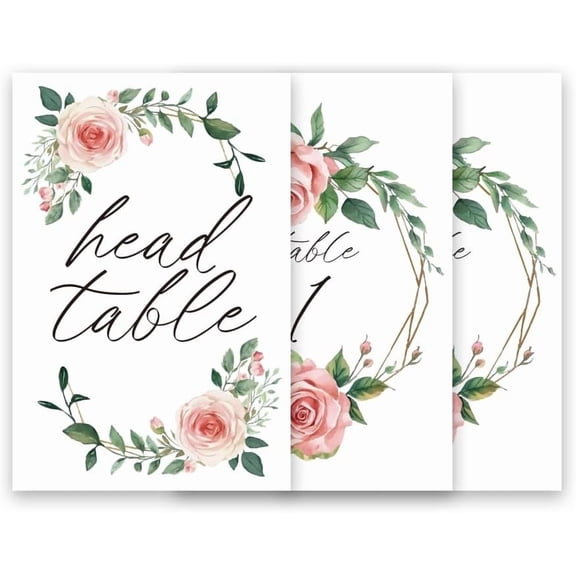 1 Set 26pcs Floral Table Numbers 5.9x3.9 Inch Flower Wreath Table Number Cards 1-25 with Head Table Numbers Floral Table Cards for Wedding Reception Party Event Anniversary Birthday Decoration