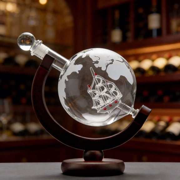 1 Set 27.3 oz Whiskey Bottle Globe Set, suitable for liquors, bourbon, cocktails, vodka, Scotch whiskey bottle set - 850ml, can be used as a gift for men and women, Father's Day gift
