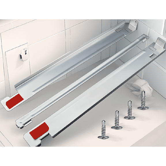 1 Set 27 Inch Washer Dryer Stacking Kit for Front Load, Chrome Metal Brackets with Screws and Support Guide