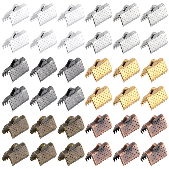 1 Set 280Pcs 6 Colors Ribbon Crimp Ends Mixed Color 10x7mm Hole: 2mm