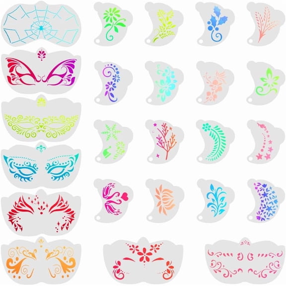 1 Set 28Pcs Human Face Plastic Drawing Painting Stencils Templates for Painting on Scrapbook Fabric Tiles Floor Furniture Wood White 75~200x52~120x0.1mm