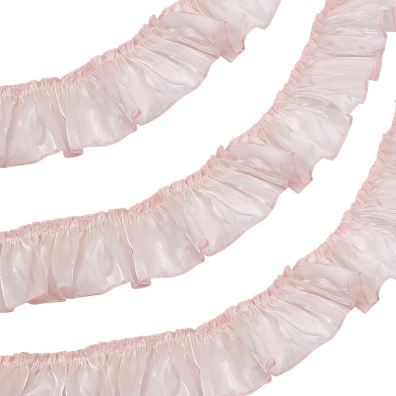 1 Set 2M Silk Pleated Lace Trim Ribbon Clothing Accessories Pink 2-3/4 inch(70mm)