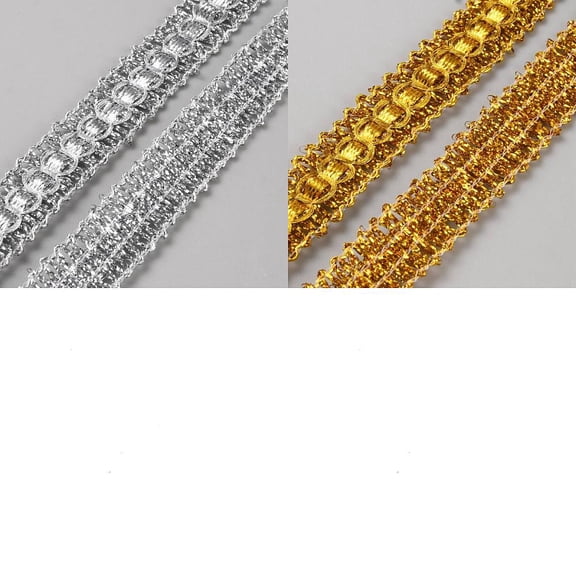1 Set 2Pcs 2 Colors Polyester Lace Trim Decorative Ribbon Mixed Color 5/8 inch(15mm) about 15 yards/color